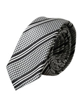 Dolce & Gabbana Black White Stripes Silk Adjustable Tie -  Neckties, Men -  Dolce & Gabbana.
